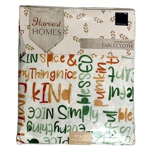 Harvest Homes Tablecloth Thanksgiving Indoor Outdoor Rectangle Seats 52” X 70”